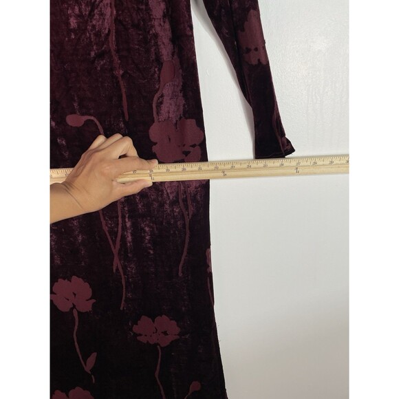 Vtg Whimsigoth Dress XL Burgundy Floral Burnout Velvet Dark Romantic Fairygrunge - Picture 10 of 12